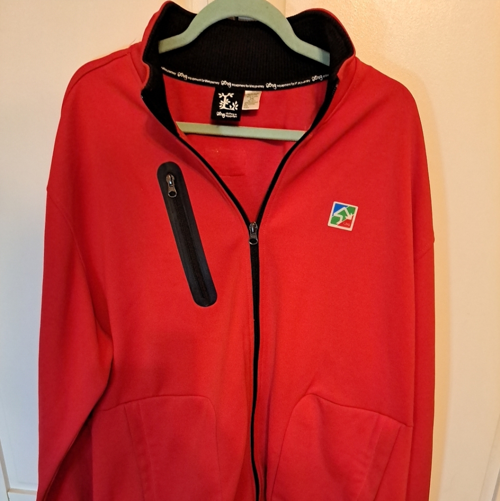 LRG Lifted Research Group Track Jacket Mens 2XL Red Zull Zip Warm Up Pockets